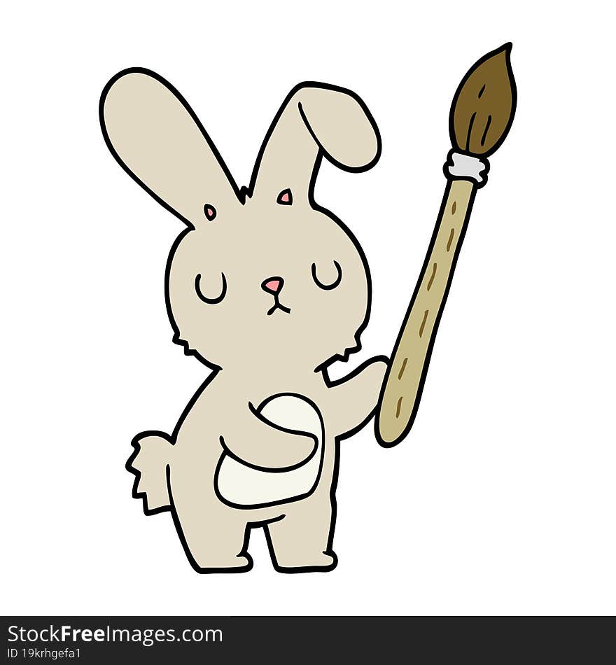 cartoon rabbit with paint brush