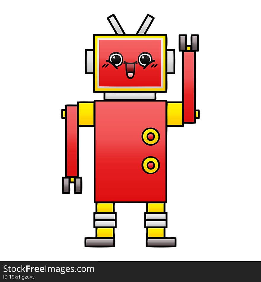 gradient shaded cartoon of a happy robot