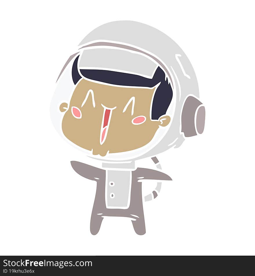 Happy Flat Color Style Cartoon Astronaut