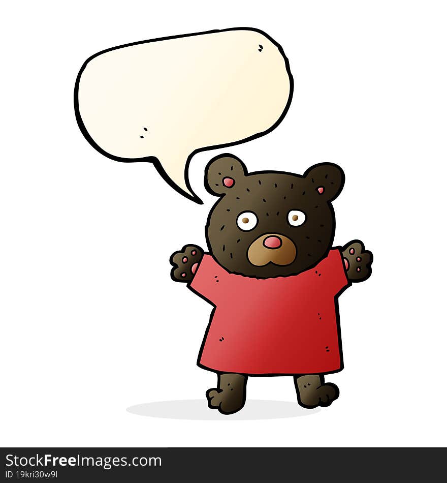 cartoon cute black bear with speech bubble