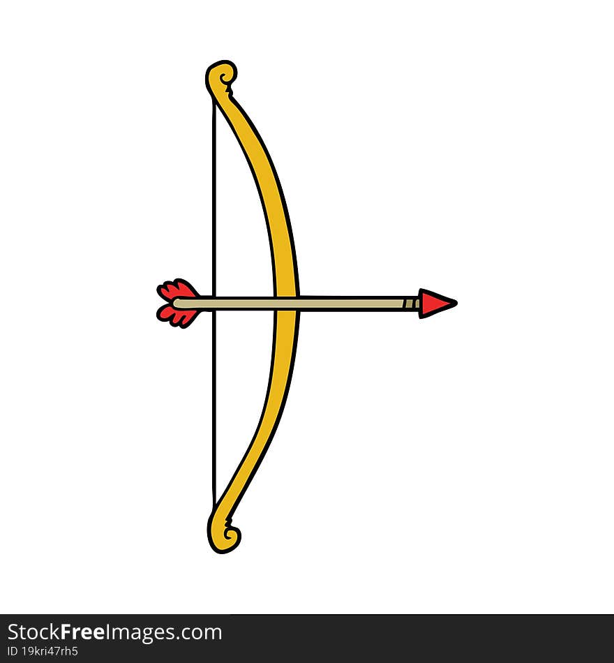 cartoon bow and arrow. cartoon bow and arrow