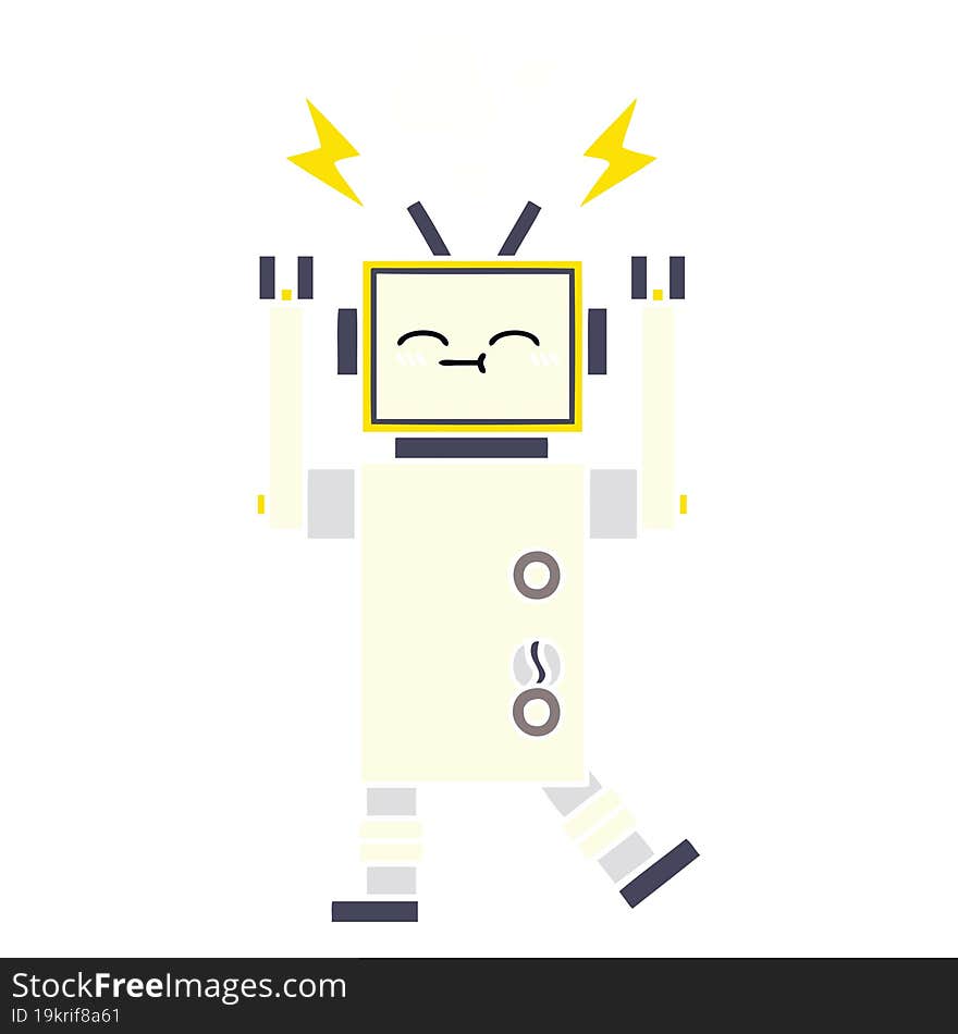 Flat Color Retro Cartoon Robot