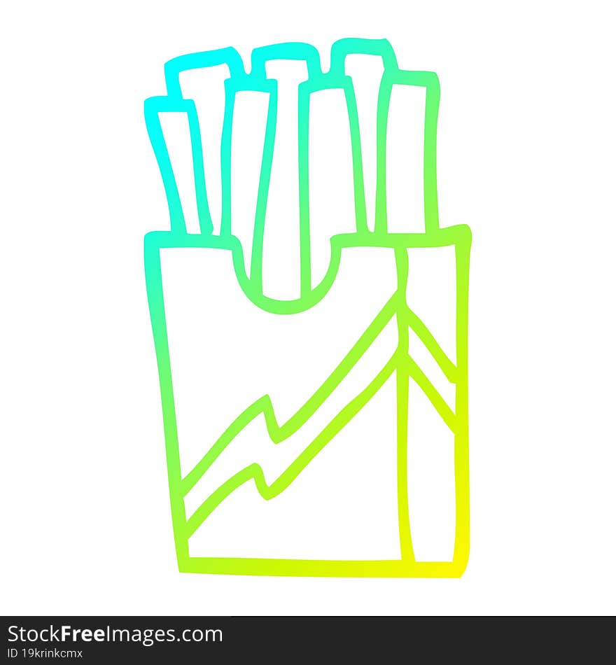 cold gradient line drawing cartoon fast food fries