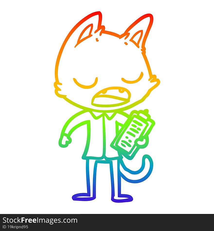 rainbow gradient line drawing talking cat boss