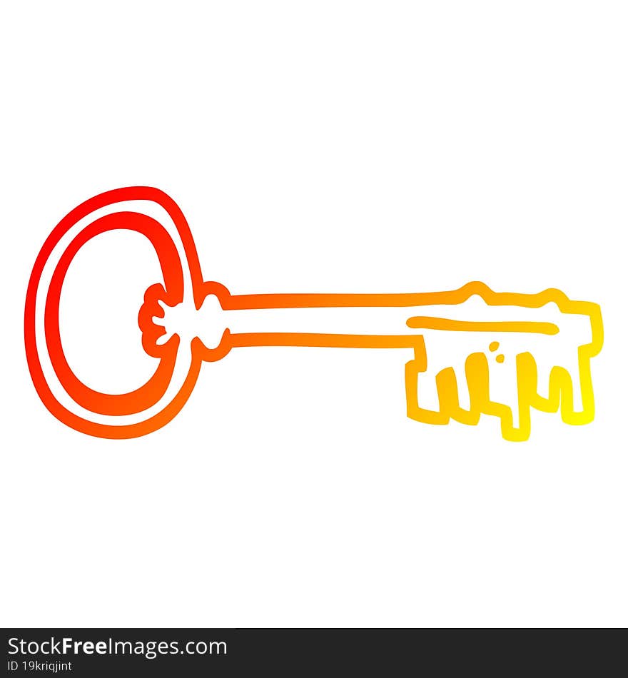 warm gradient line drawing cartoon old key