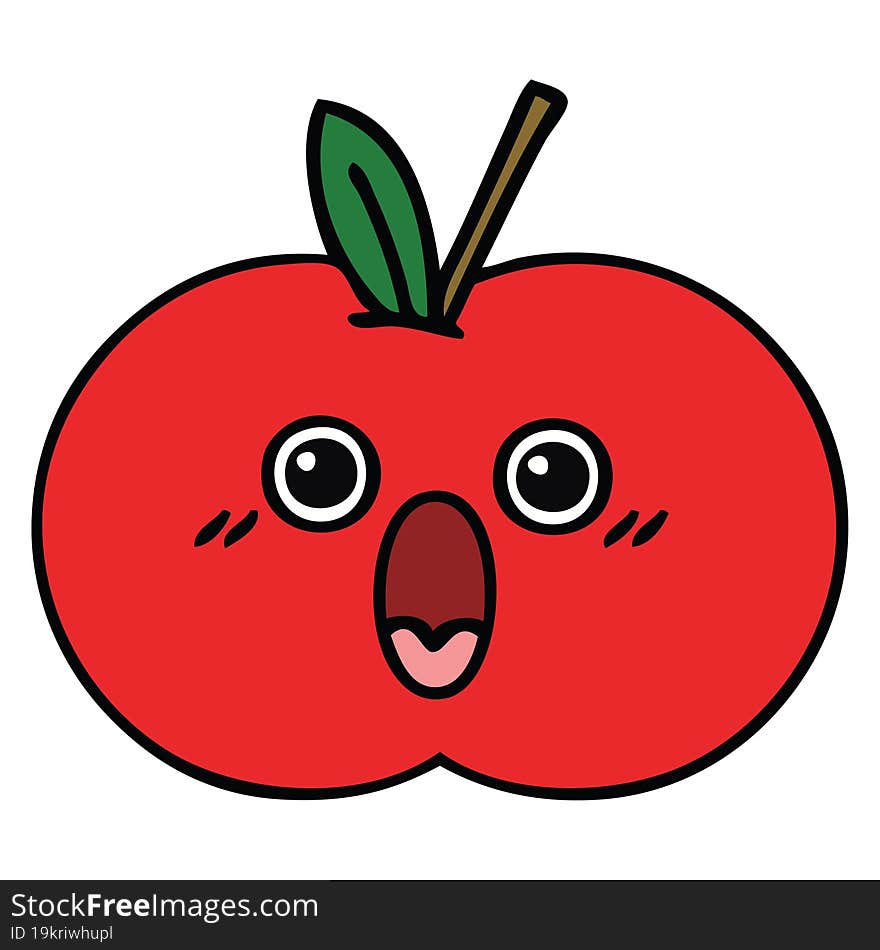 cute cartoon of a red apple. cute cartoon of a red apple