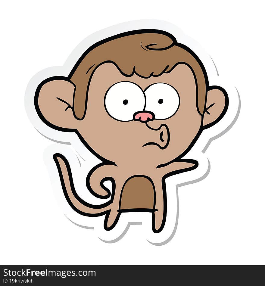 sticker of a cartoon pointing monkey