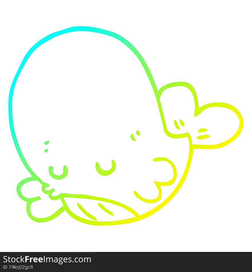 Cold Gradient Line Drawing Cartoon Whale