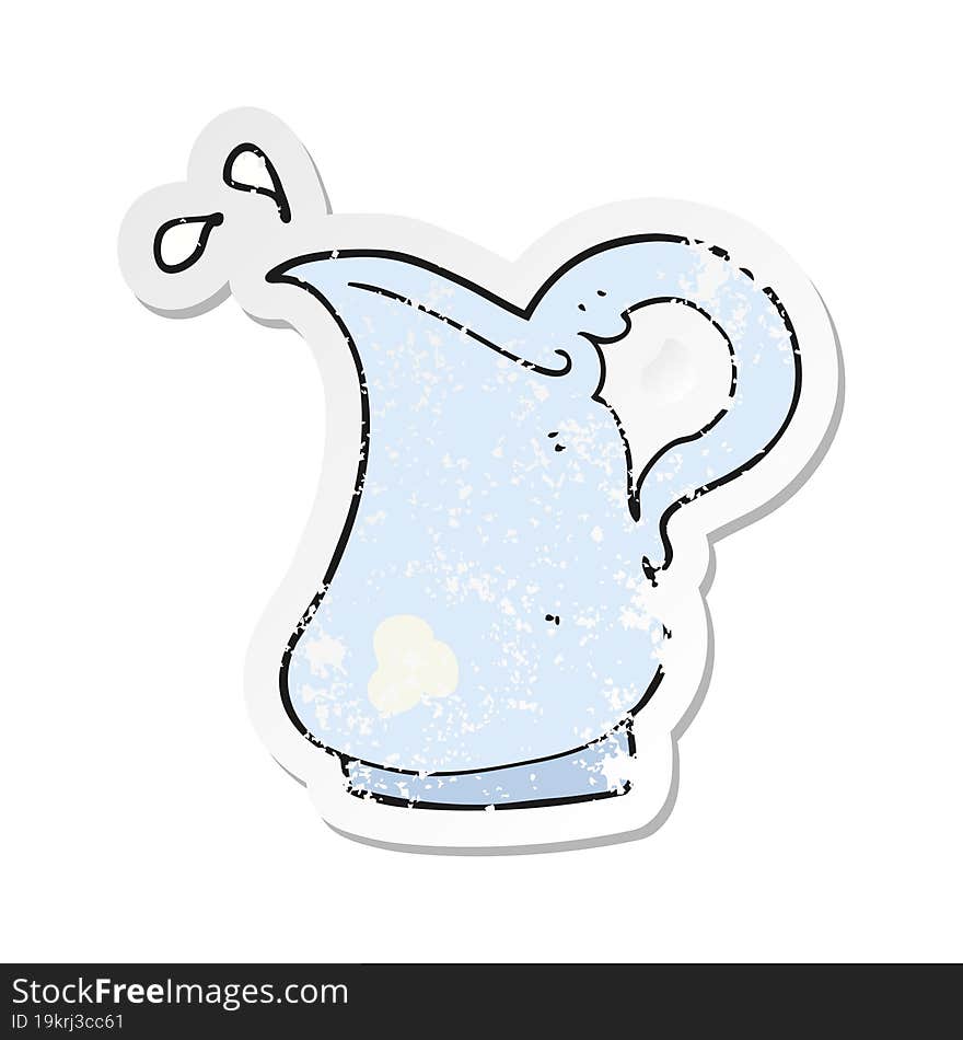 retro distressed sticker of a cartoon milk jug