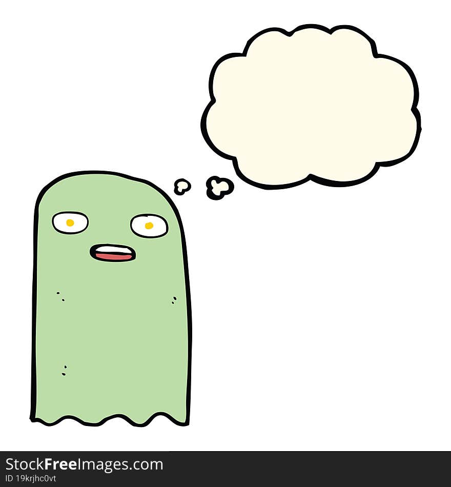 Funny Cartoon Ghost With Thought Bubble