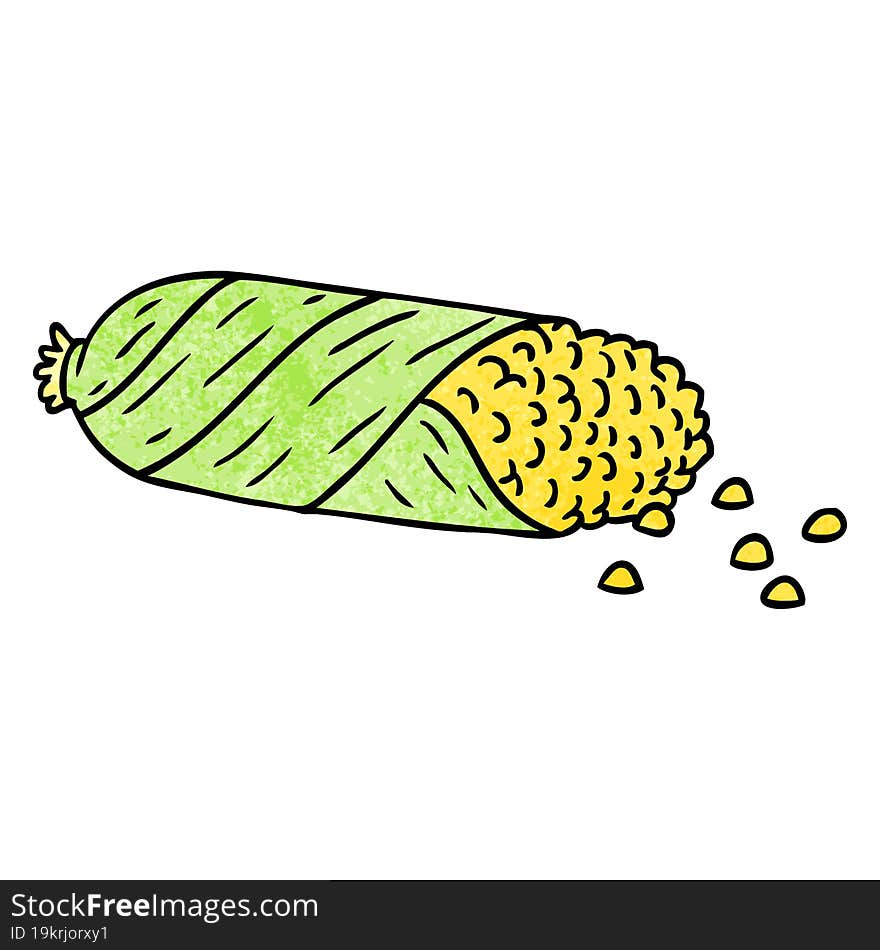 textured cartoon doodle of fresh corn on the cob