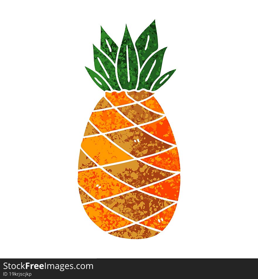 Quirky Retro Illustration Style Cartoon Pineapple