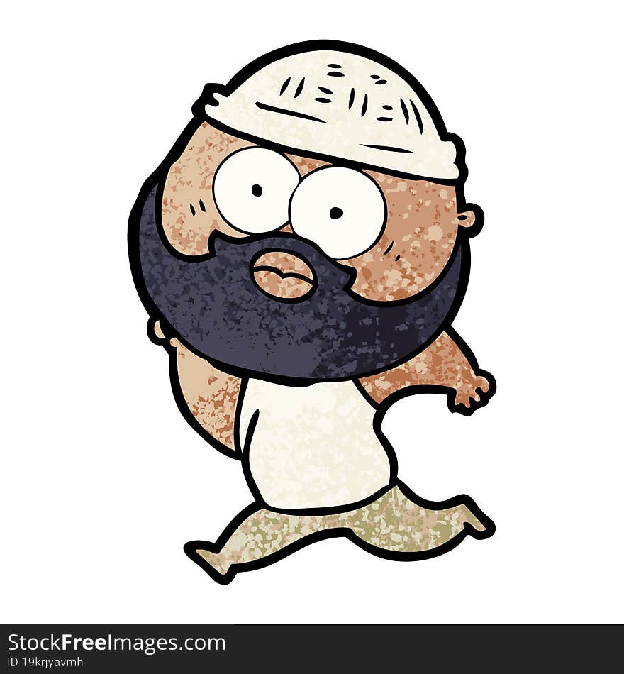 cartoon bearded man running. cartoon bearded man running