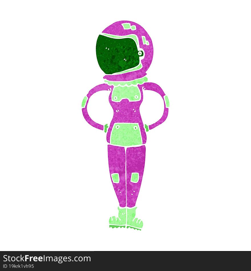 cartoon female astronaut