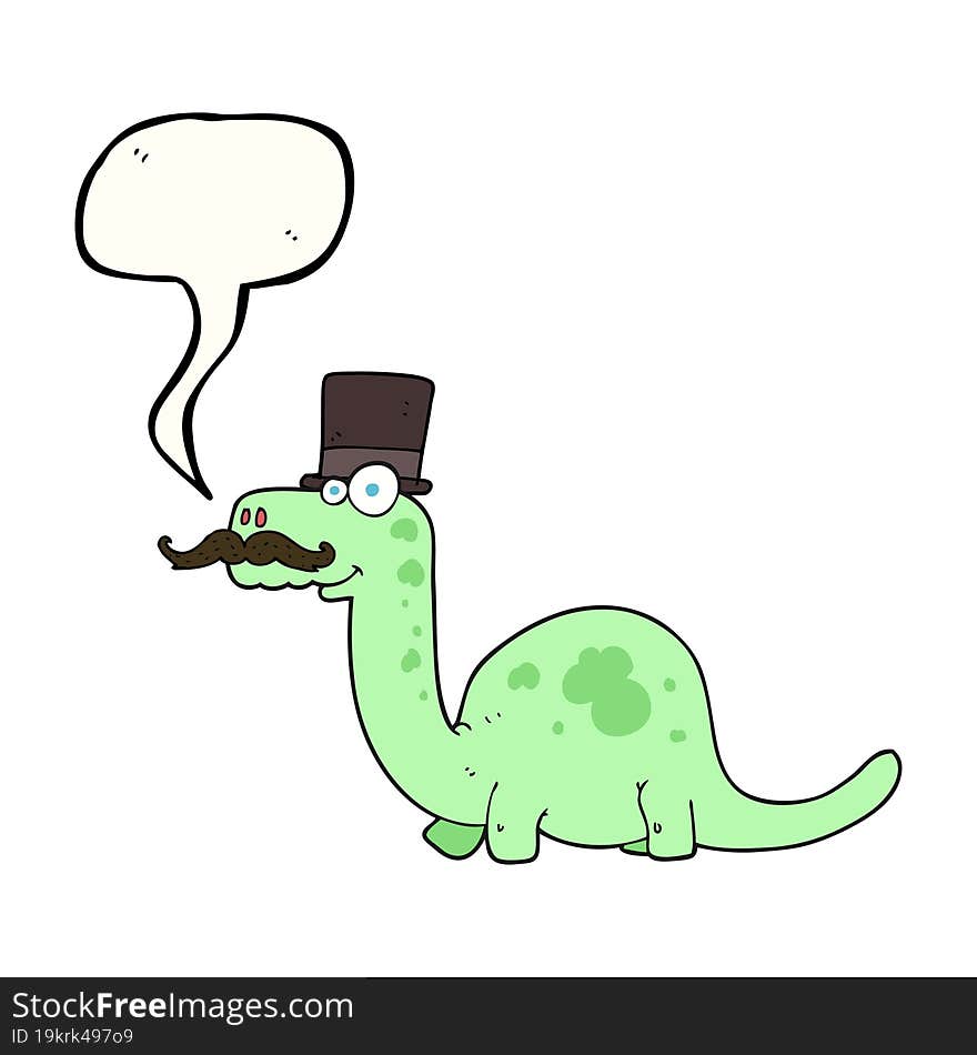 freehand drawn speech bubble cartoon posh dinosaur