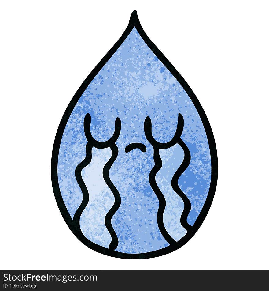 quirky hand drawn cartoon emotional rain drop