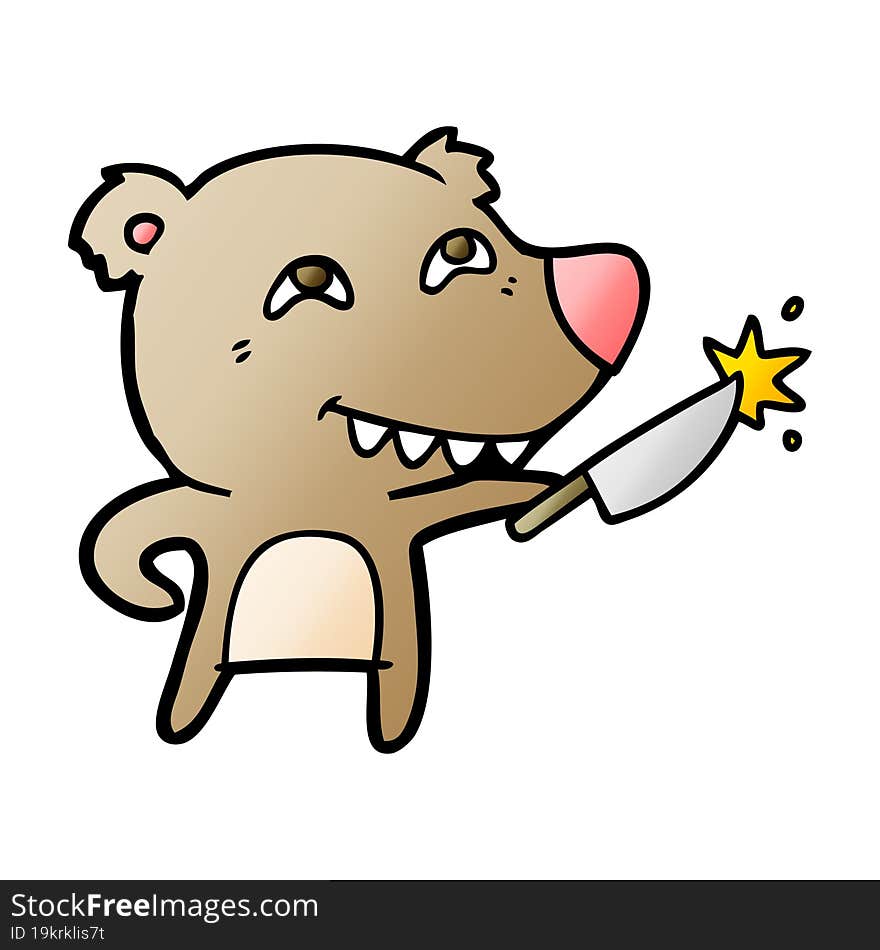 cartoon bear with sharp knife. cartoon bear with sharp knife