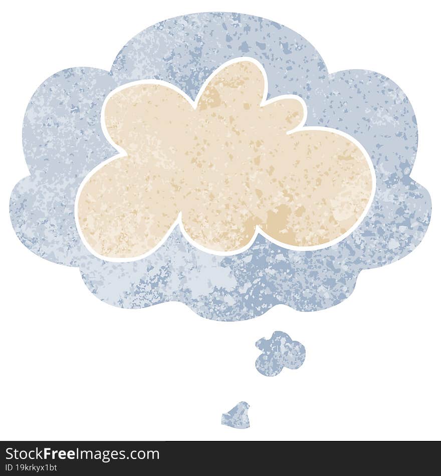 cartoon decorative cloud symbol and thought bubble in retro textured style