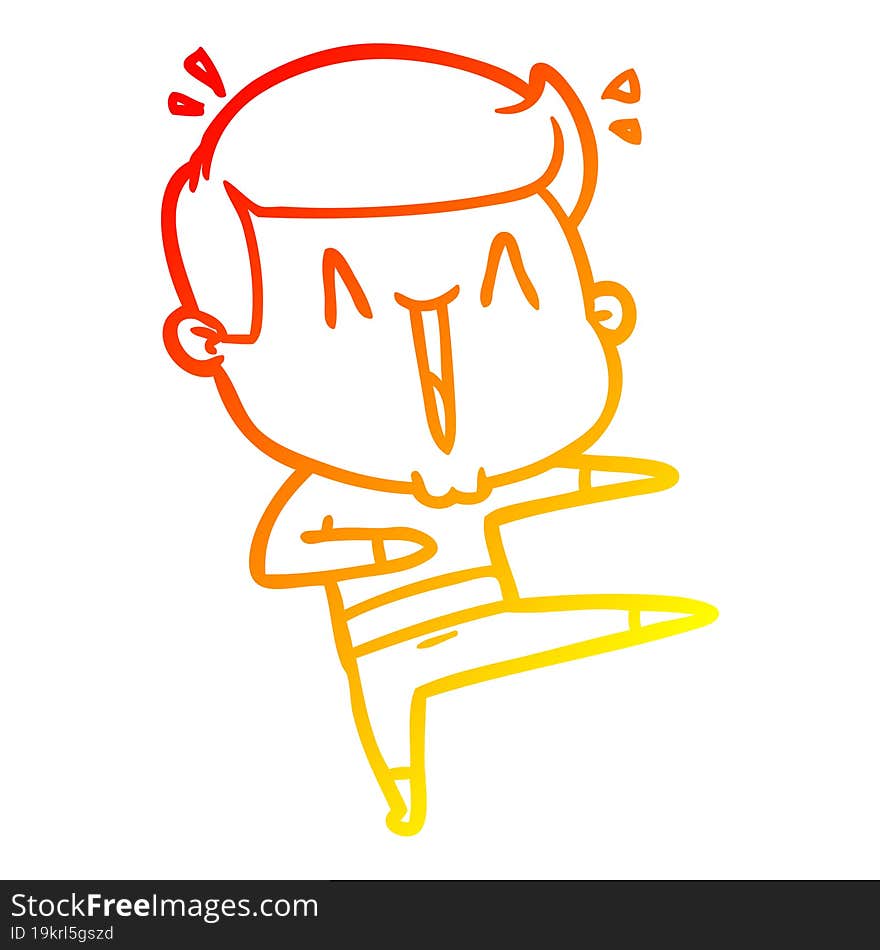 warm gradient line drawing cartoon excited man