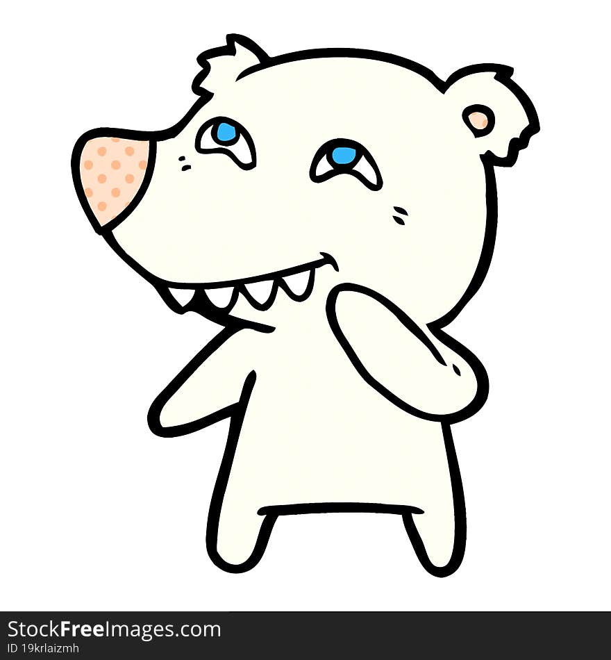 cartoon polar bear showing teeth. cartoon polar bear showing teeth