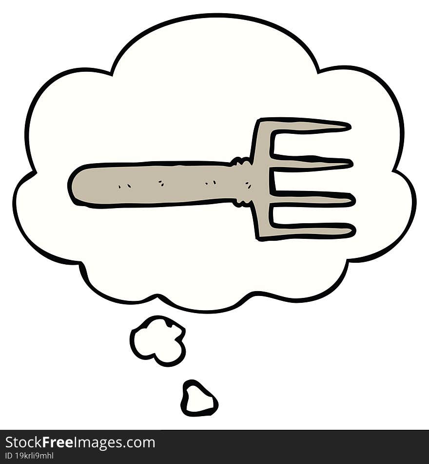 cartoon fork and thought bubble