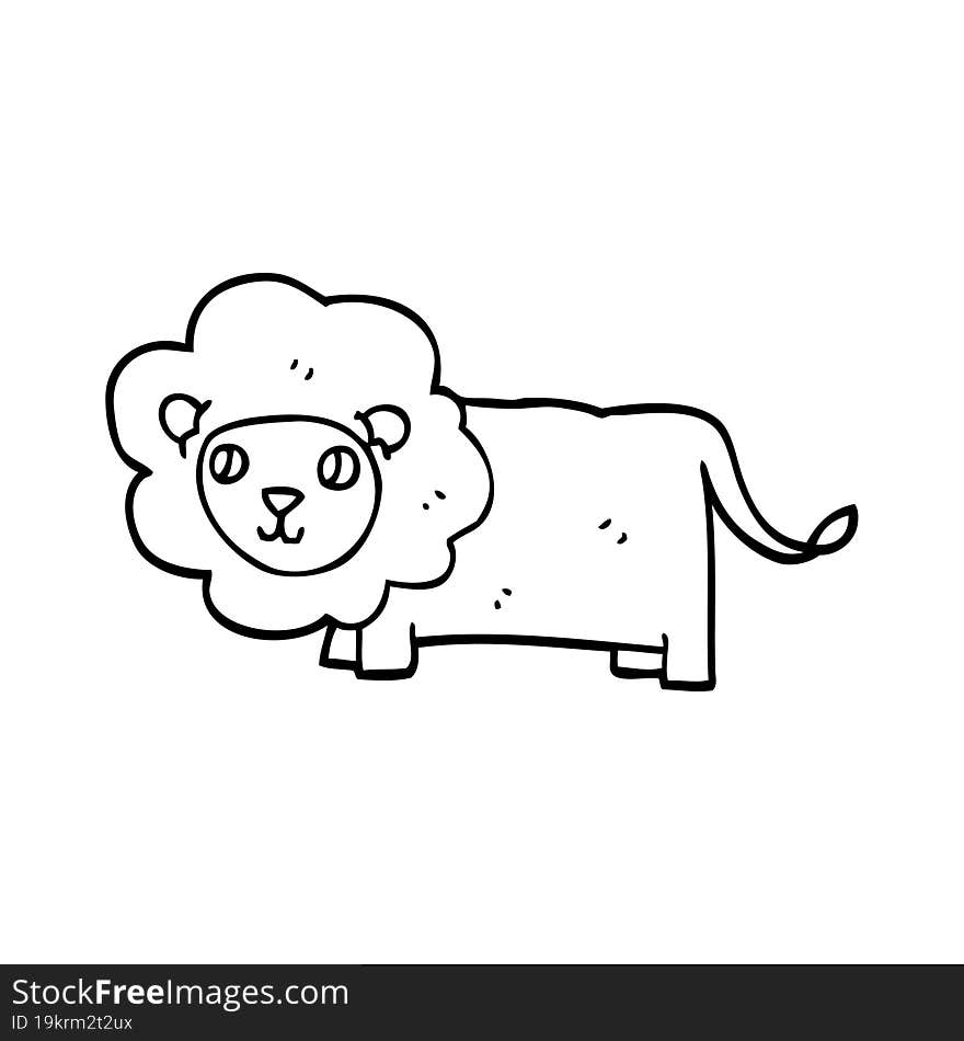 line drawing cartoon happy lion