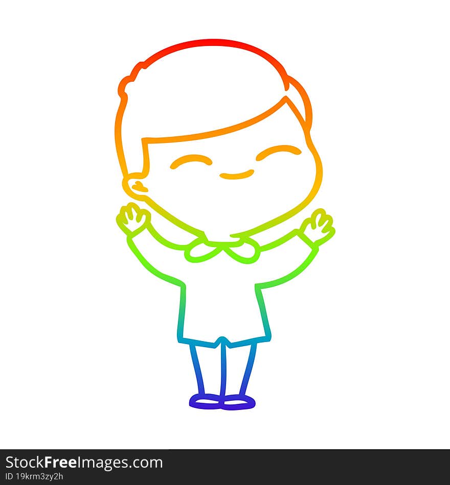 rainbow gradient line drawing cartoon smiling boy