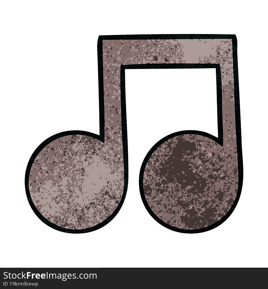 Retro Grunge Texture Cartoon Musical Note