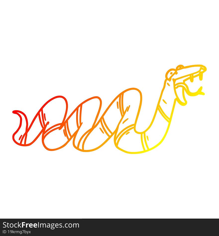 Warm Gradient Line Drawing Cartoon Crawling Snake