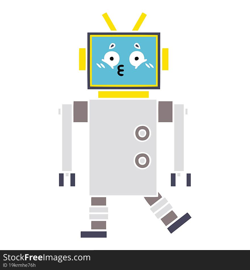 flat color retro cartoon of a robot