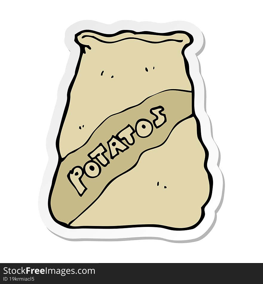 Sticker Of A Cartoon Sack Of Potatos