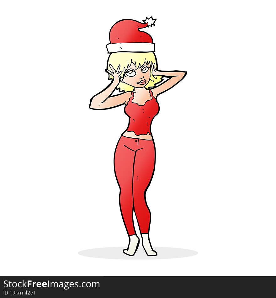 cartoon woman excited about christmas. cartoon woman excited about christmas