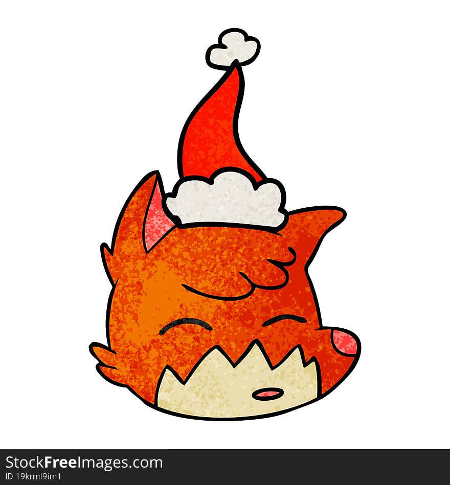 Textured Cartoon Of A Fox Face Wearing Santa Hat