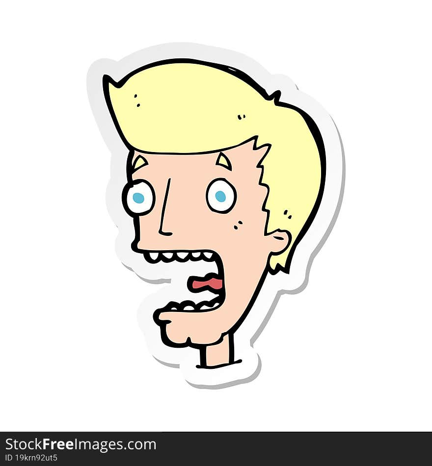 sticker of a cartoon terrified man