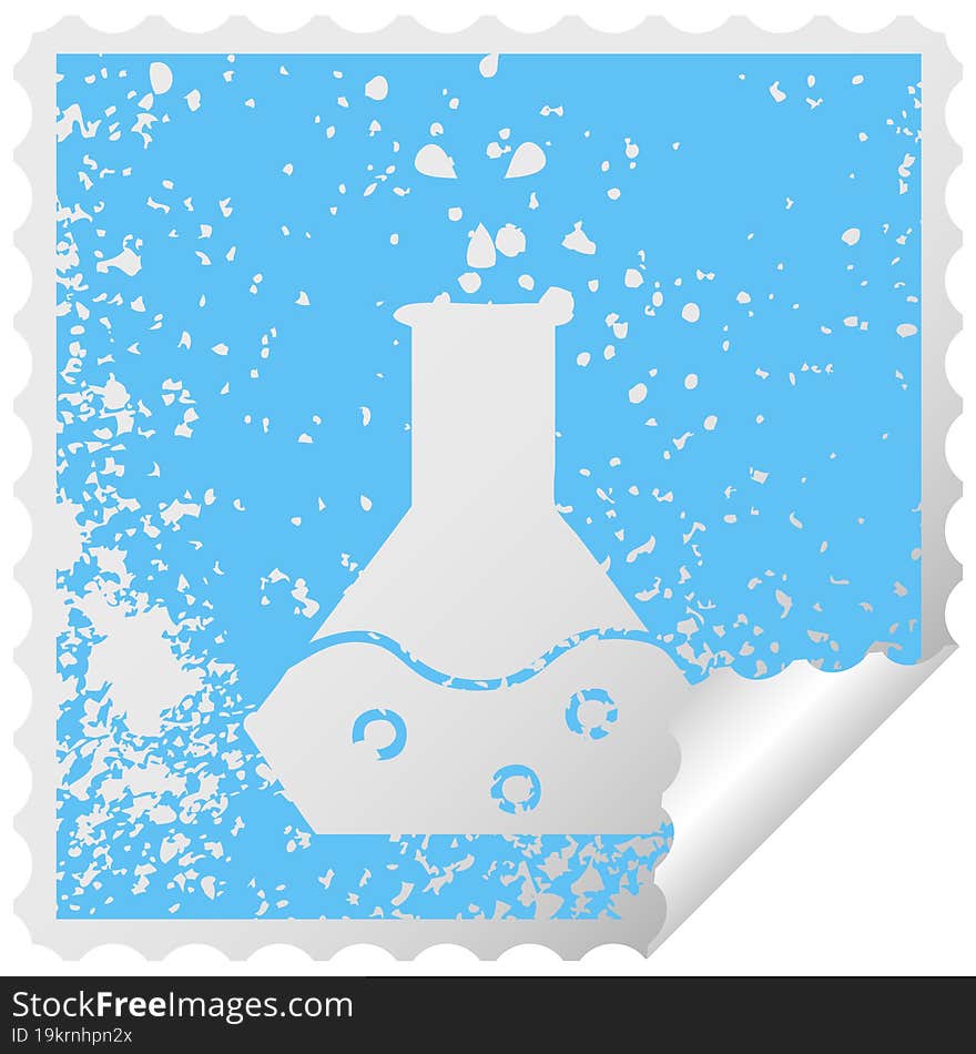 distressed square peeling sticker symbol of a science experiment