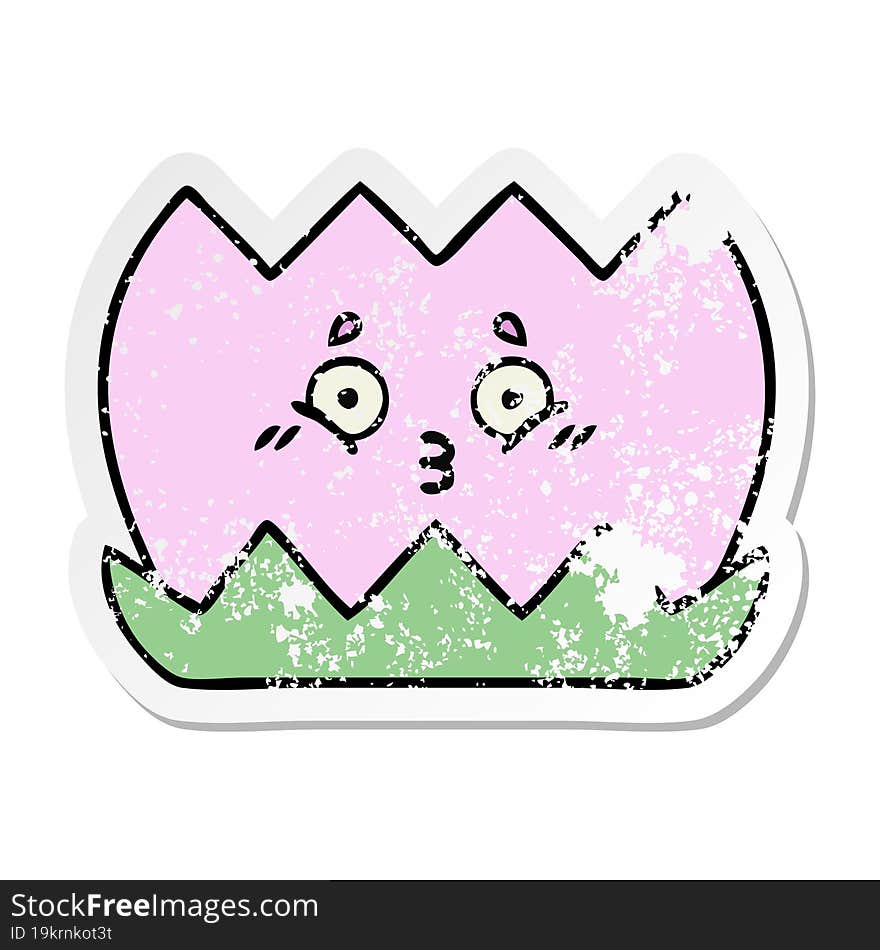 Distressed Sticker Of A Cute Cartoon Water Lilly