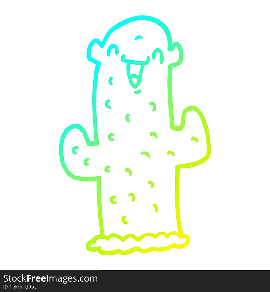 cold gradient line drawing cartoon cactus