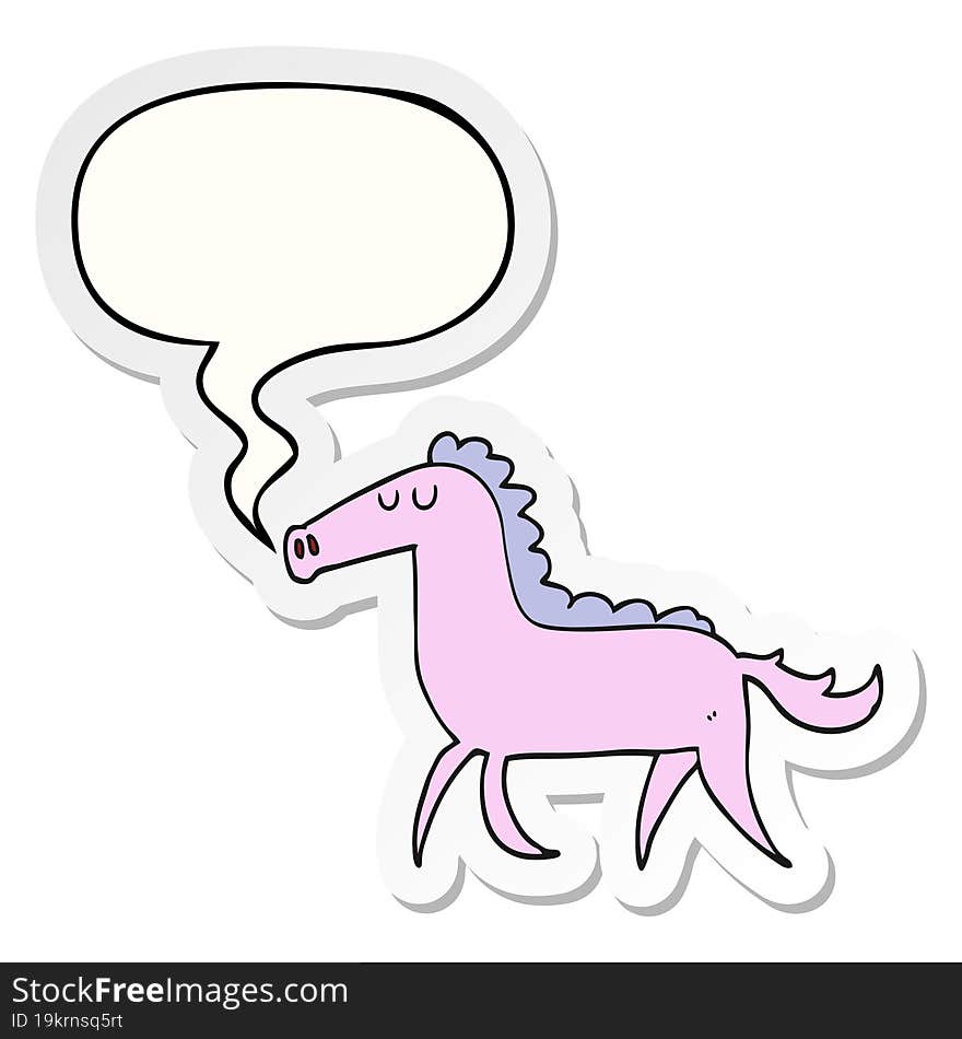 cartoon horse and speech bubble sticker