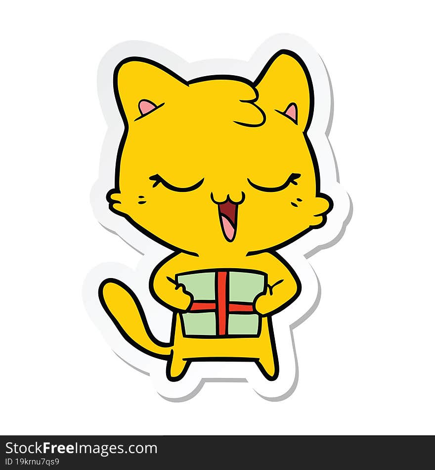 sticker of a happy cartoon cat