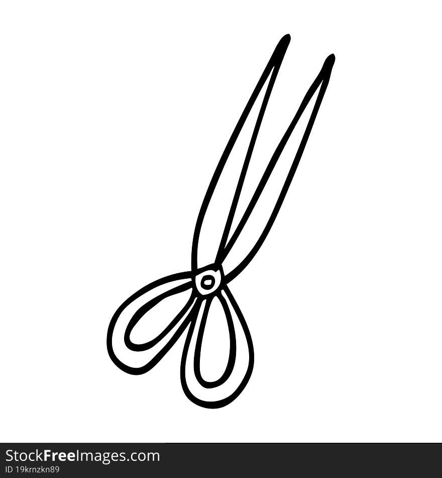 Line Drawing Cartoon Open Scissors