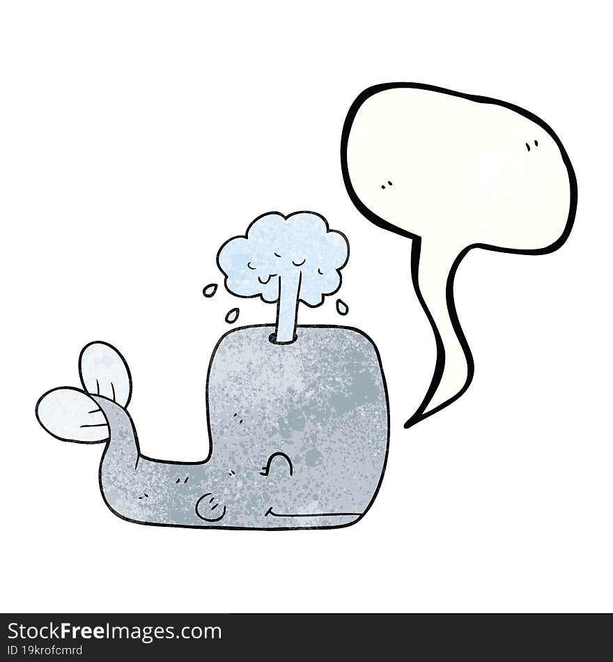 speech bubble textured cartoon whale spouting water