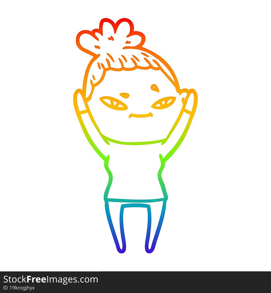 rainbow gradient line drawing of a cartoon woman