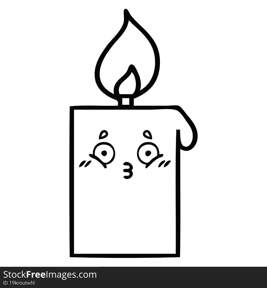 line drawing cartoon of a lit candle