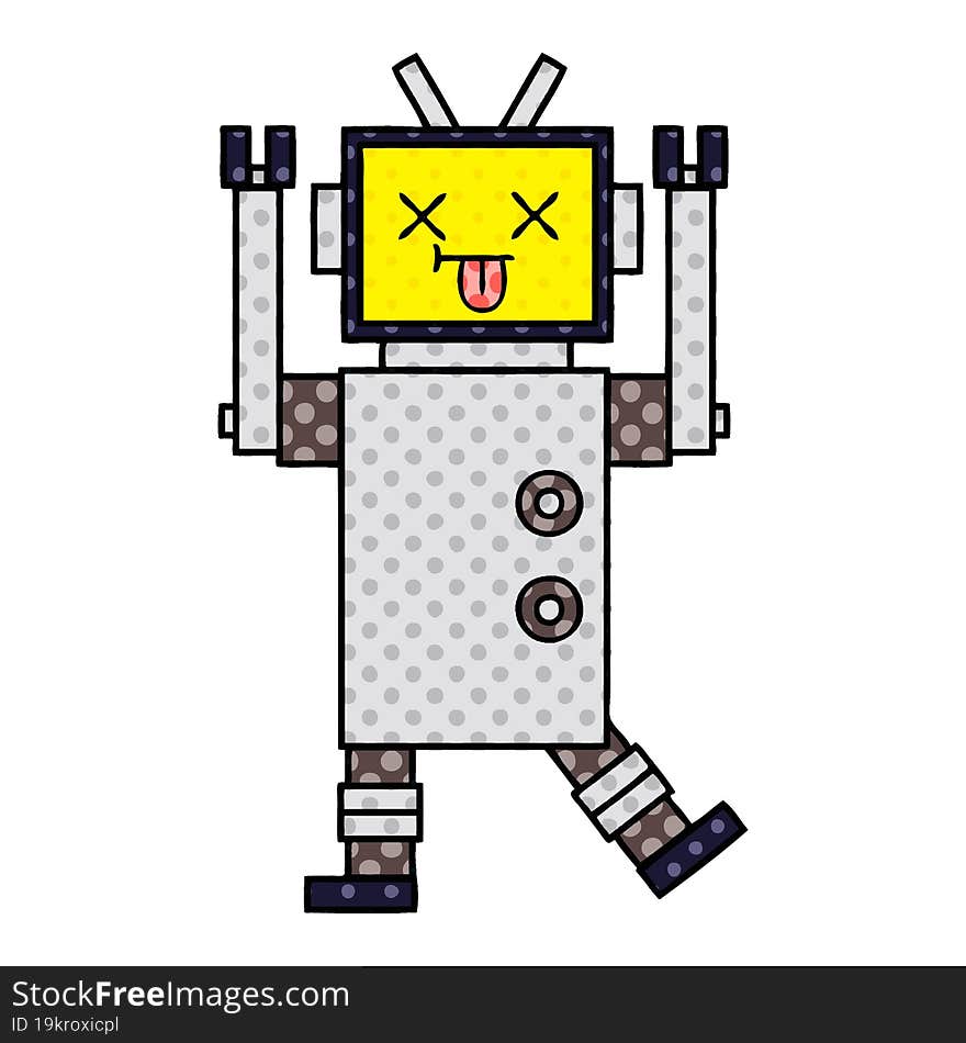 Comic Book Style Cartoon Robot