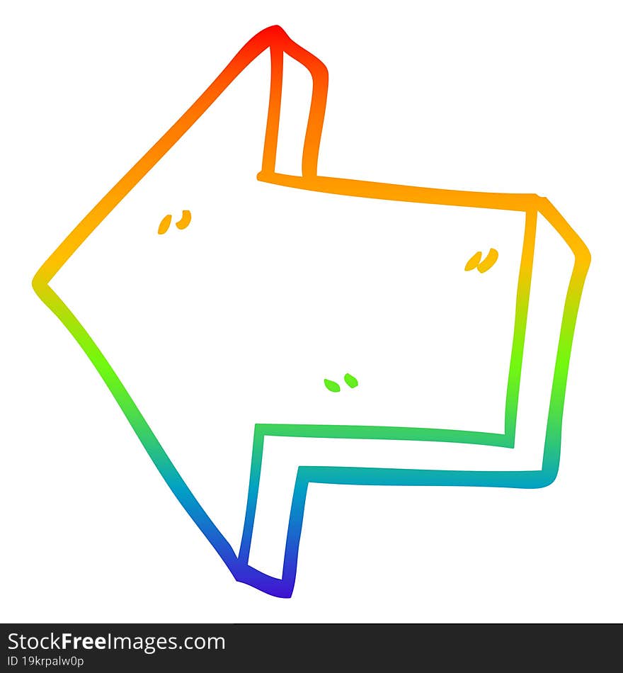 rainbow gradient line drawing cartoon pointing arrow