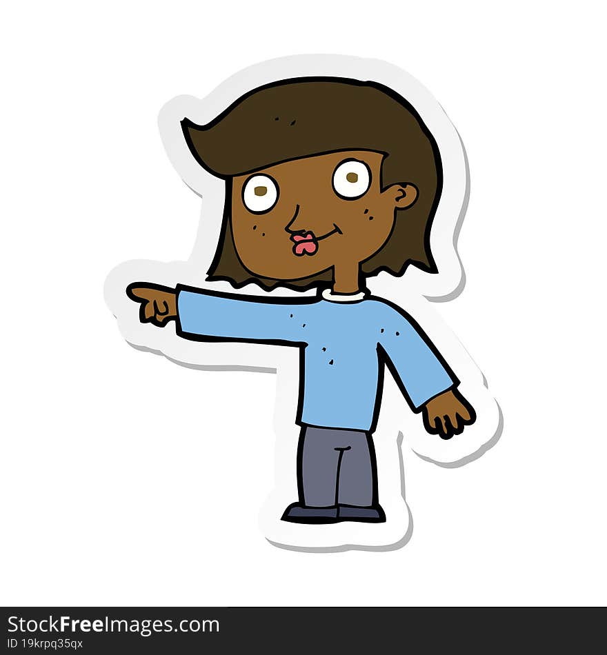 Sticker Of A Cartoon Pointing Person