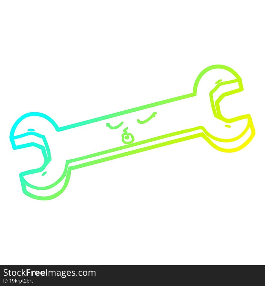 cold gradient line drawing cartoon spanner