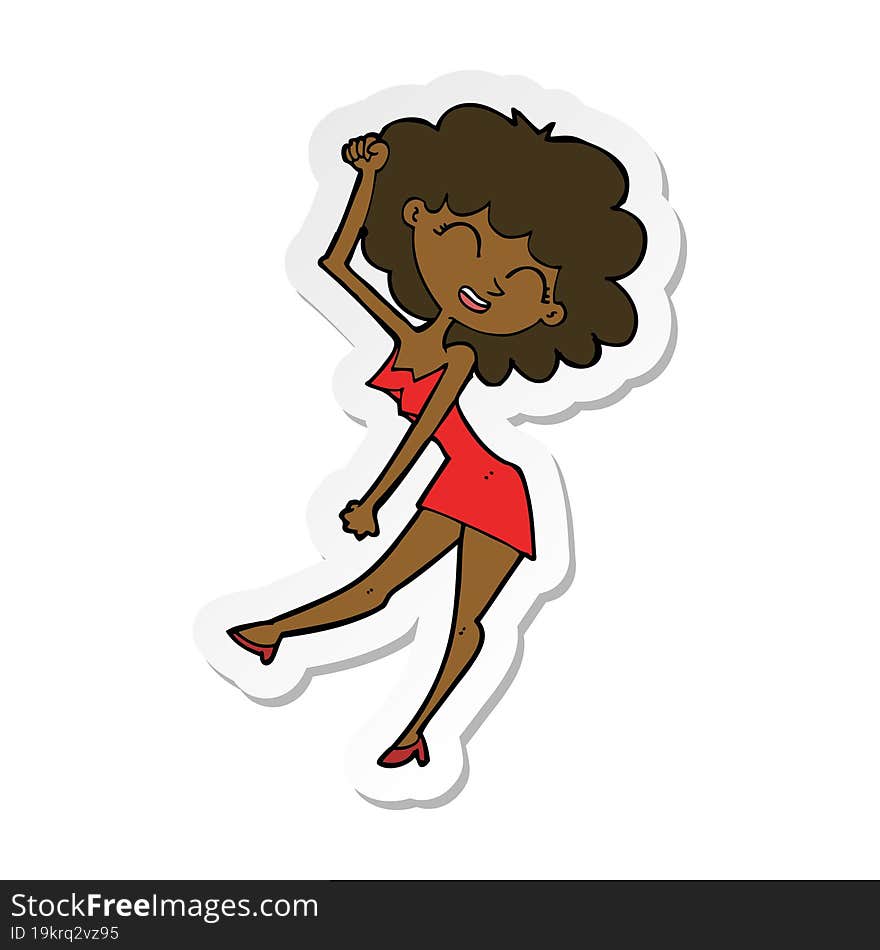 sticker of a cartoon dancing woman