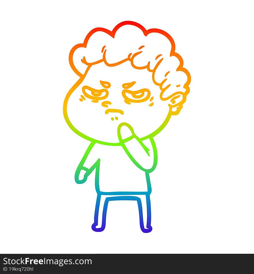 rainbow gradient line drawing cartoon angry man