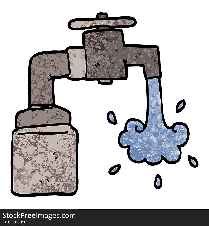 grunge textured illustration cartoon running faucet